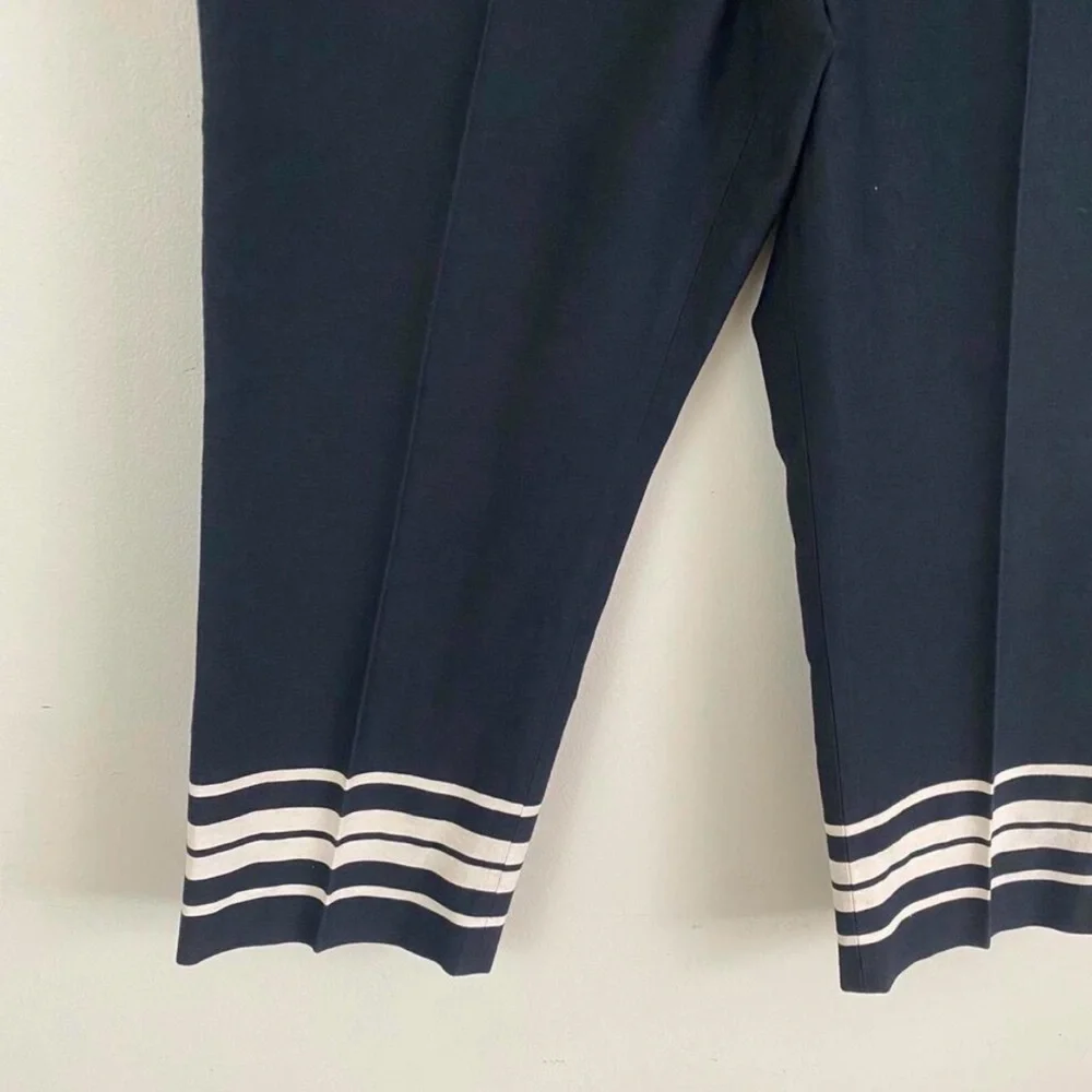 TALBOTS Black & White Striped Sailor Straight Leg Capris, Curvy Fit - Like New - Picture 2 of 9